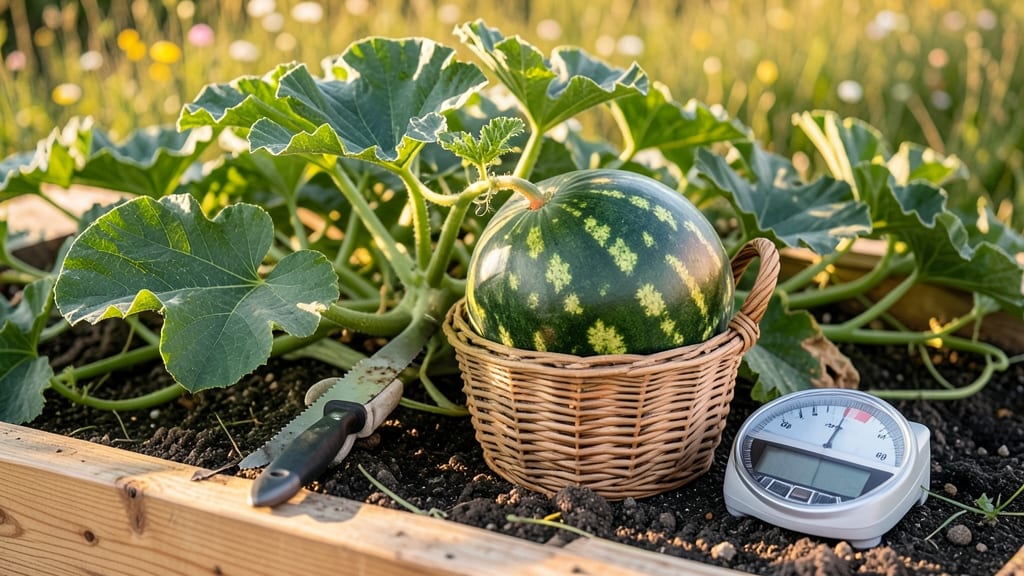 Sugar Baby Watermelon Picking Time: Finger-Press Test for Sweetness Before Harvest