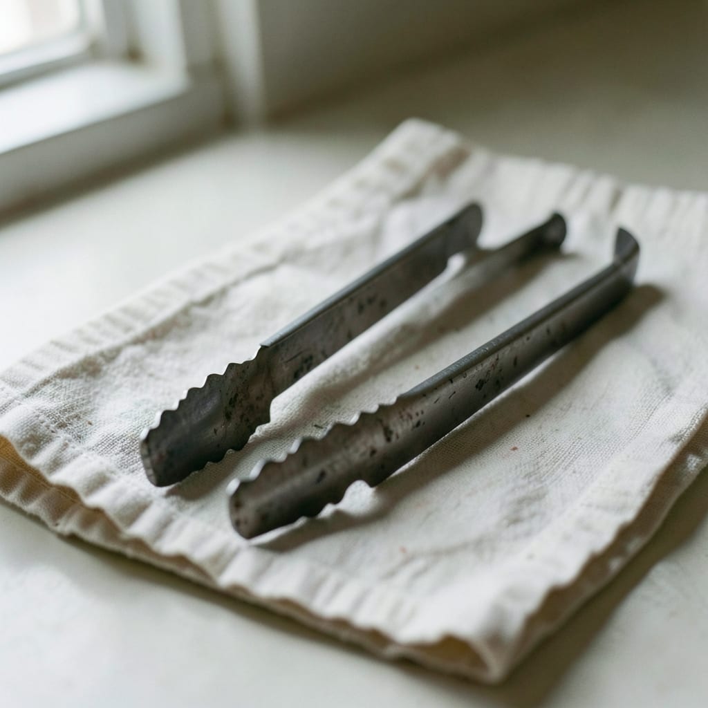 The metal tongs
